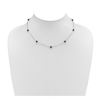 Sterling Silver Black Freshwater Cultured Pearl Necklace – view 4