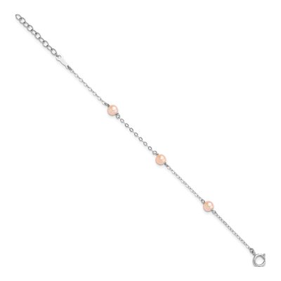 Sterling Silver Pink Freshwater Cultured Pearl Girls' Bracelet – view 2