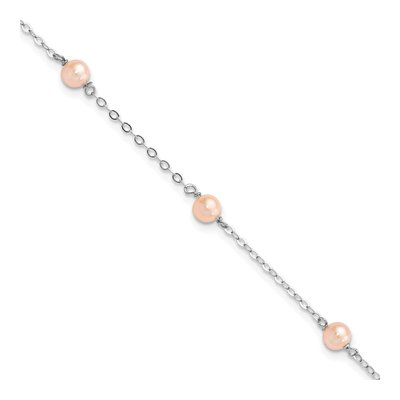 Sterling Silver Pink Freshwater Cultured Pearl Girls' Bracelet