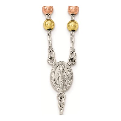 Sterling Silver Beaded Rosary Necklace – view 4