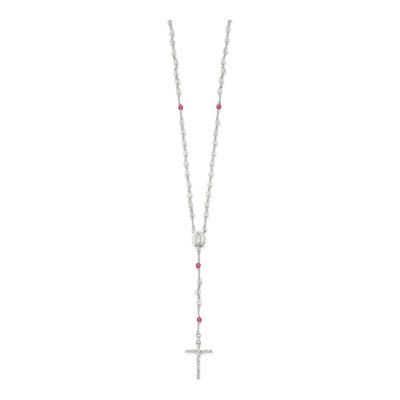 Sterling Silver Crystal Rosary Necklace – view 3