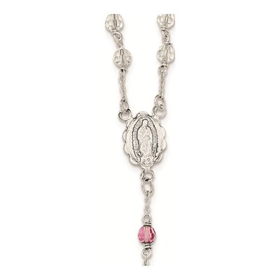 Sterling Silver Crystal Rosary Necklace – view 4