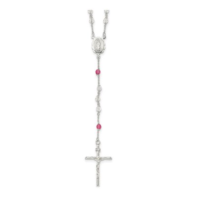 Sterling Silver Crystal Rosary Necklace
