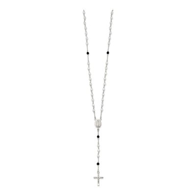Sterling Silver Black Crystal Bead Rosary Necklace 23.5" – view 3