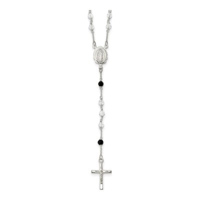 Sterling Silver Crystal Rosary Necklace