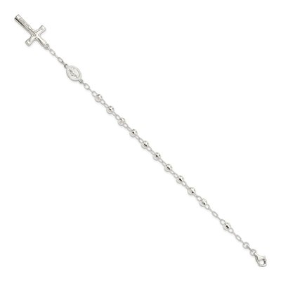 Sterling Silver Beaded Rosary Bracelet – view 3