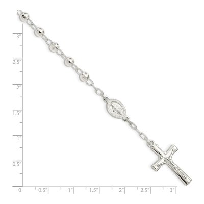 Sterling Silver Beaded Rosary Bracelet – view 4