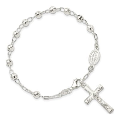 Sterling Silver Beaded Rosary Bracelet – view 5