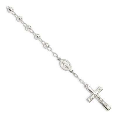 Sterling Silver Beaded Rosary Bracelet