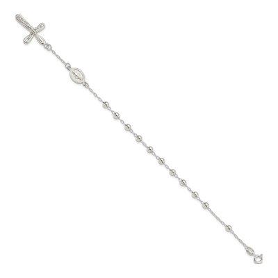 Sterling Silver Beaded Rosary Bracelet – view 3