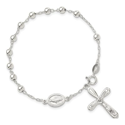 Sterling Silver Beaded Rosary Bracelet – view 5