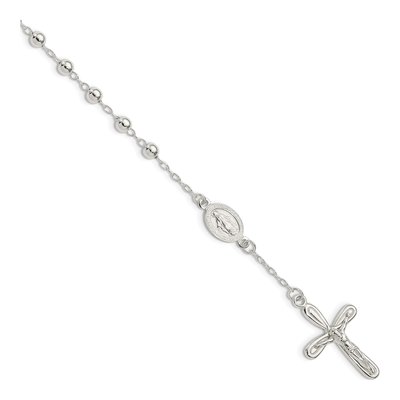 Sterling Silver Beaded Rosary Bracelet