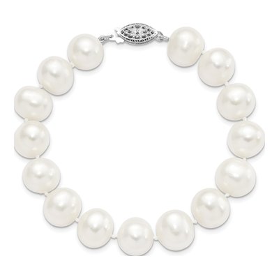 Sterling Silver Freshwater Cultured Pearl Near-Round Bracelet – view 3