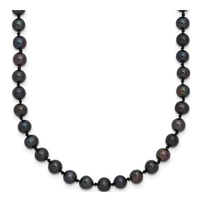 Sterling Silver Black Freshwater Cultured Pearl Necklace
