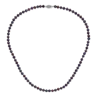 Sterling Silver Black Freshwater Cultured Pearl Necklace – view 3