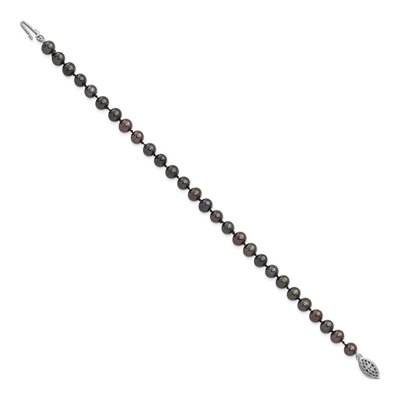Sterling Silver Black Freshwater Cultured Pearl Bracelet – view 2