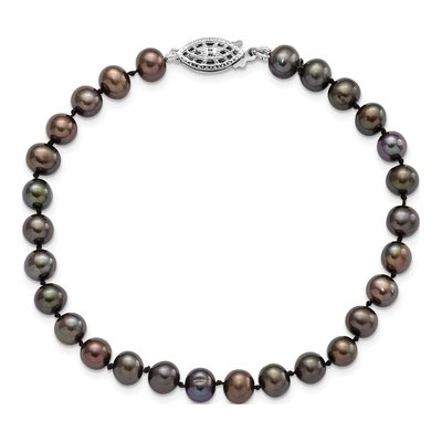 Sterling Silver Black Freshwater Cultured Pearl Bracelet – view 3