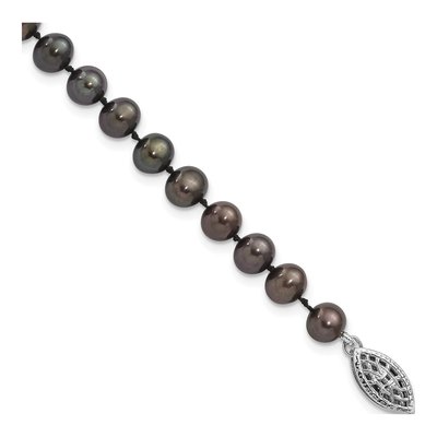 Sterling Silver Black Freshwater Cultured Pearl Bracelet