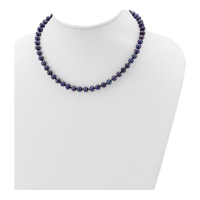 Sterling Silver Black Freshwater Cultured Pearl Necklace – view 3