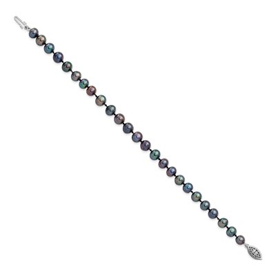 Sterling Silver Black Freshwater Cultured Pearl Bracelet – view 2