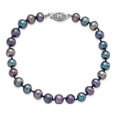 Sterling Silver Black Freshwater Cultured Pearl Bracelet – view 3