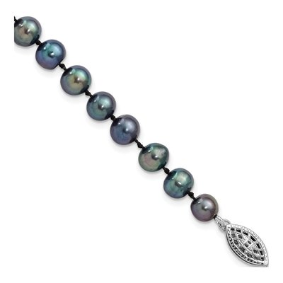 Sterling Silver Black Freshwater Cultured Pearl Bracelet