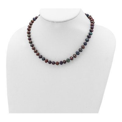 Sterling Silver Black Freshwater Cultured Pearl Necklace – view 2