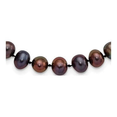 Sterling Silver Black Freshwater Cultured Pearl Necklace