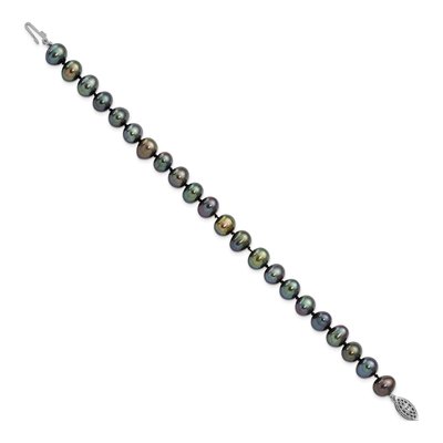 Sterling Silver Black Freshwater Cultured Pearl Bracelet – view 2