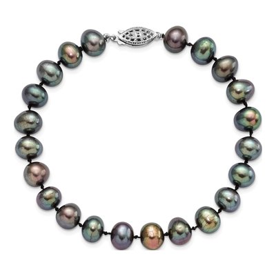 Sterling Silver Black Freshwater Cultured Pearl Bracelet – view 3