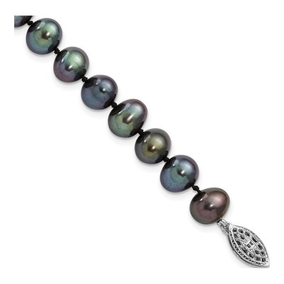 Sterling Silver Black Freshwater Cultured Pearl Bracelet
