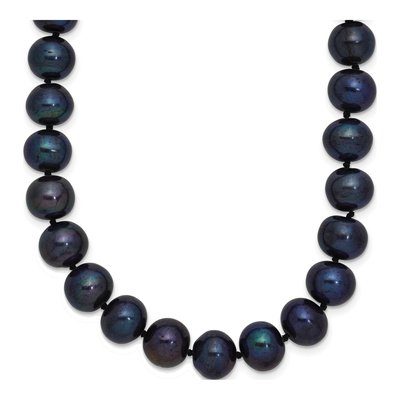 Sterling Silver Black Freshwater Cultured Pearl Necklace