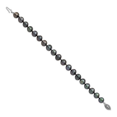 Sterling Silver Black Freshwater Cultured Pearl Bracelet – view 2