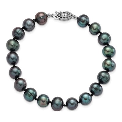 Sterling Silver Black Freshwater Cultured Pearl Bracelet – view 3