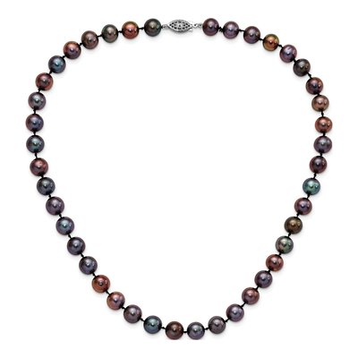 Sterling Silver Black Freshwater Cultured Pearl Necklace – view 4