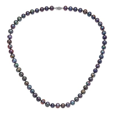 Sterling Silver Black Freshwater Cultured Pearl Necklace – view 4