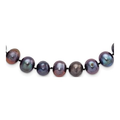 Sterling Silver Black Freshwater Cultured Pearl Necklace