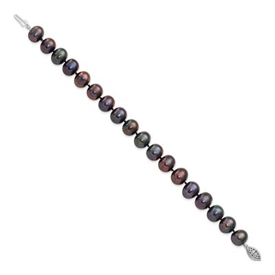 Sterling Silver Black Freshwater Cultured Pearl Bracelet – view 2