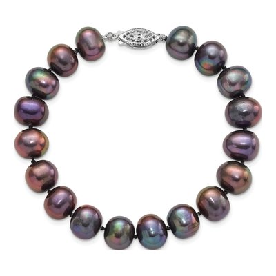 Sterling Silver Black Freshwater Cultured Pearl Bracelet – view 3