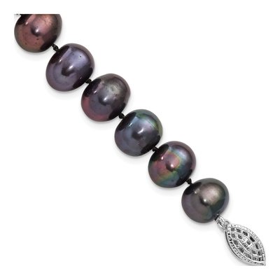 Sterling Silver Black Freshwater Cultured Pearl Bracelet