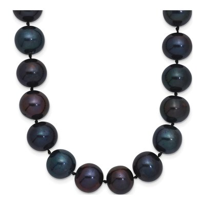 Sterling Silver Black Freshwater Cultured Pearl Necklace