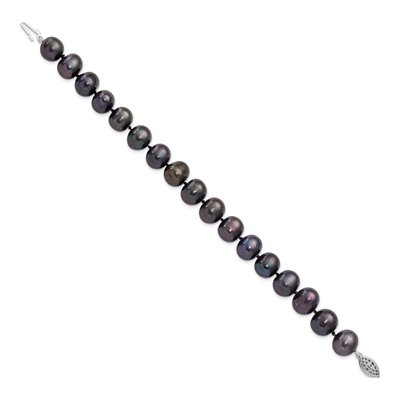 Sterling Silver Black Freshwater Cultured Pearl Bracelet – view 2