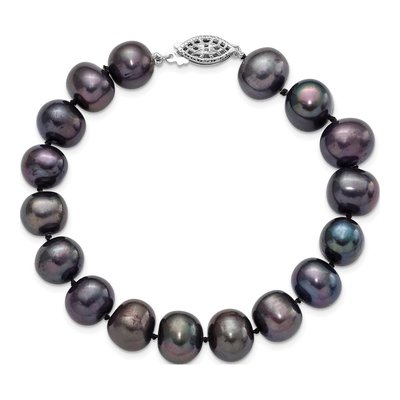 Sterling Silver Black Freshwater Cultured Pearl Bracelet – view 3