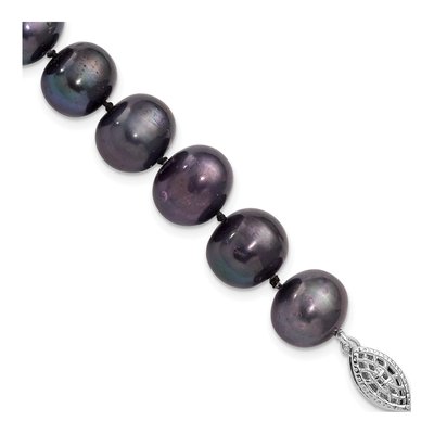 Sterling Silver Black Freshwater Cultured Pearl Bracelet