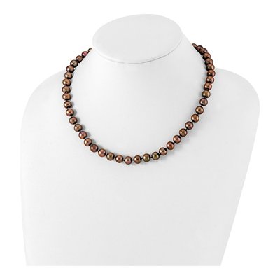 Sterling Silver Brown Freshwater Cultured Pearl Necklace – view 3