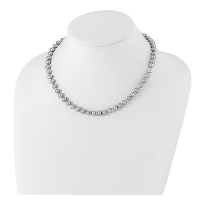 Sterling Silver Grey Freshwater Cultured Pearl Necklace – view 3