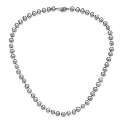 Sterling Silver Grey Freshwater Cultured Pearl Necklace – view 4