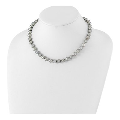 Sterling Silver Grey Freshwater Cultured Pearl Necklace – view 3