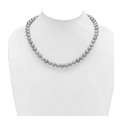 Sterling Silver Grey Freshwater Cultured Pearl Necklace – view 4