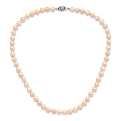 Sterling Silver Pink Freshwater Cultured Pearl Necklace – view 4